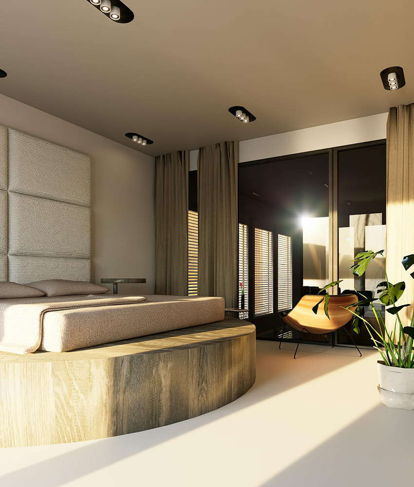 Contemporary family living area with minimalist interior styling